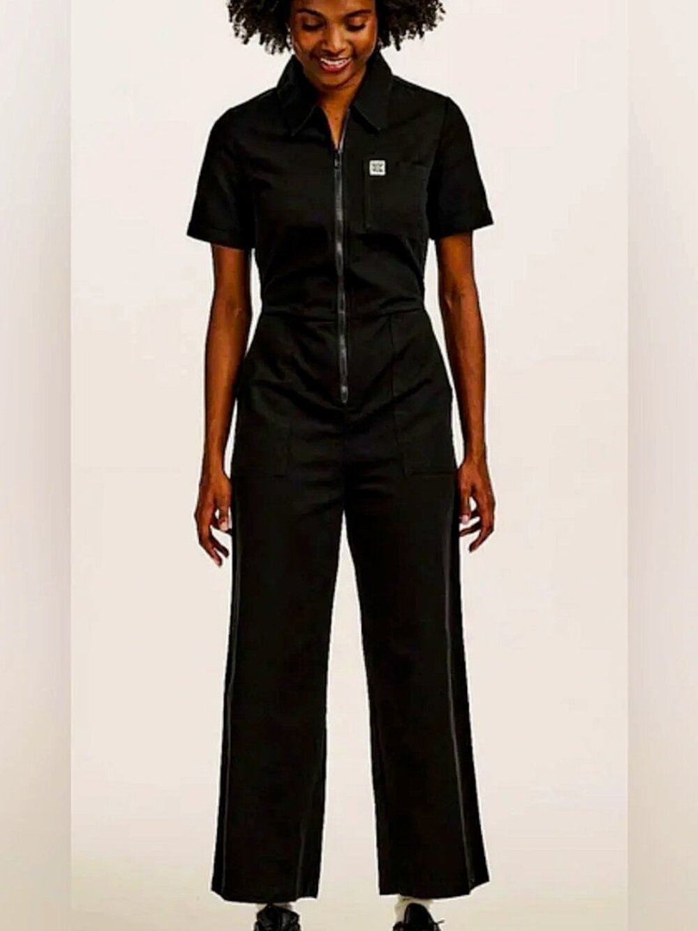 Lucy & Yak Ragan Jumpsuit Black Denim Wide Leg UK10